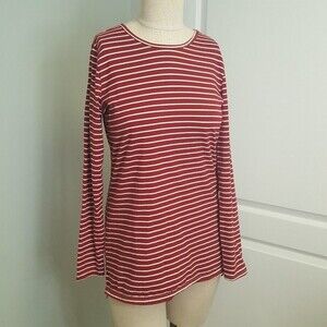 Marley Lilly Maroon Striped Tunic Shirt Long Sleeves